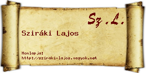 Sziráki Lajos névjegykártya